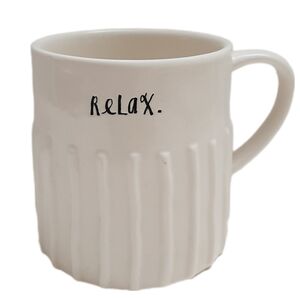 🍒 RAE DUNN - RELAX Mug Textured White Cup - Magneta Artisan Collection
